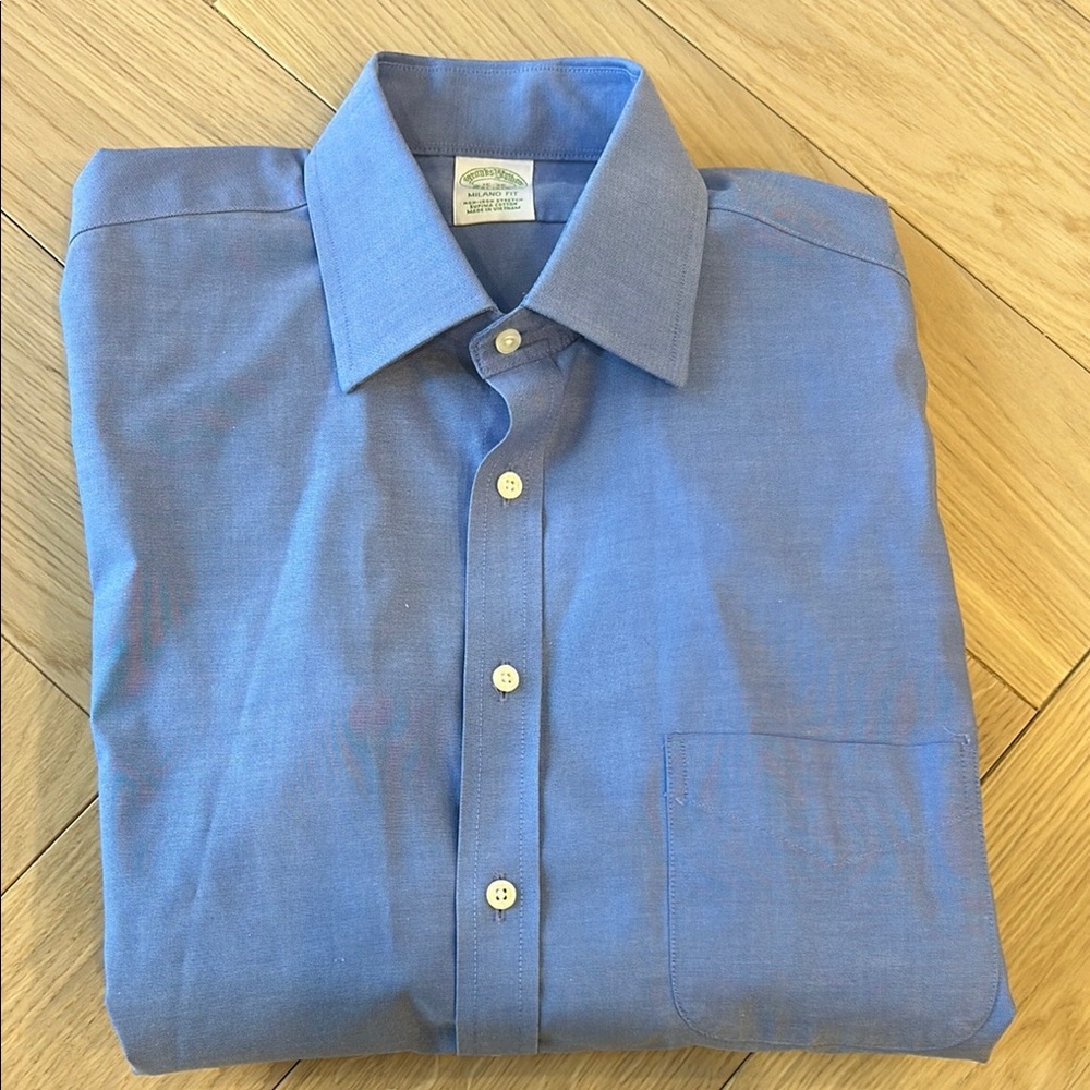 Classic Blue Dress Shirt with Point Collar